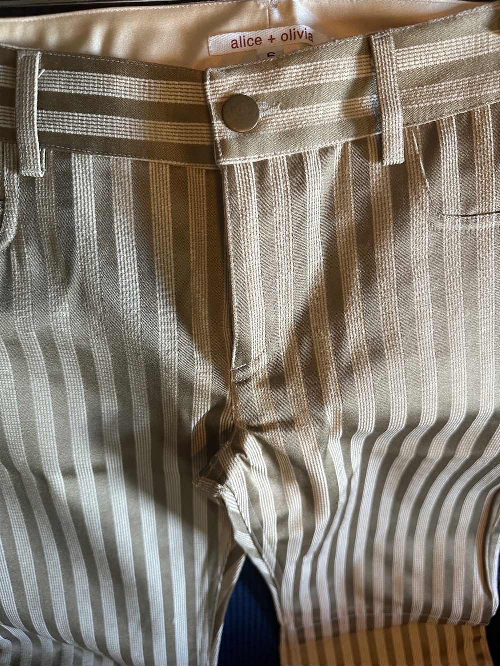 Alice + Olivia Beige and Cream Striped Men's Chinos